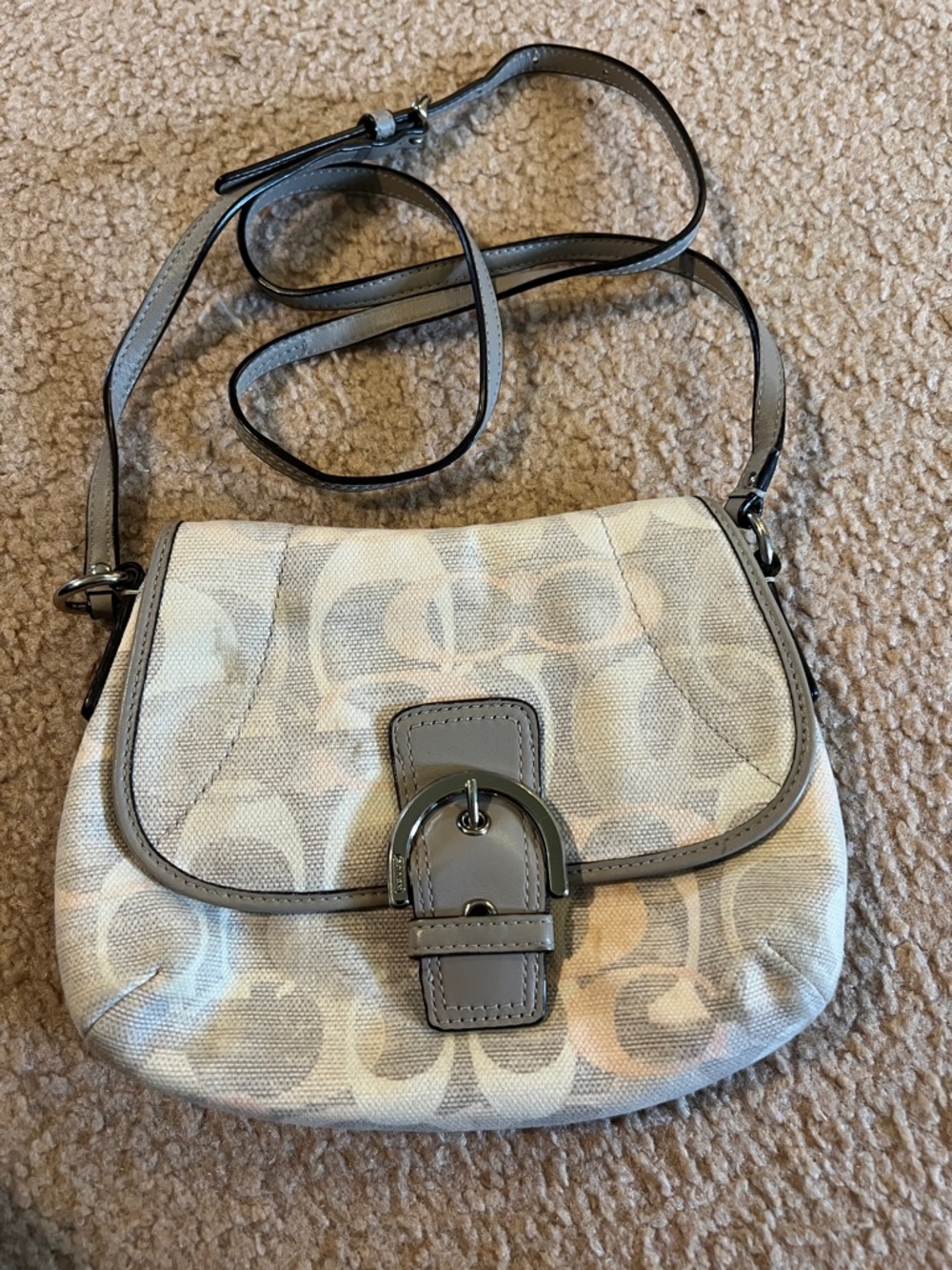 Coach Cream ,Gray ,Peach ,Signature Canvas Crossbody Bag
